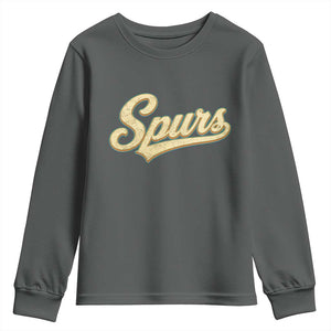 Vintage Spurs Name Script Youth Sweatshirt for Sports Fan TS02 Dark Heather Print Your Wear