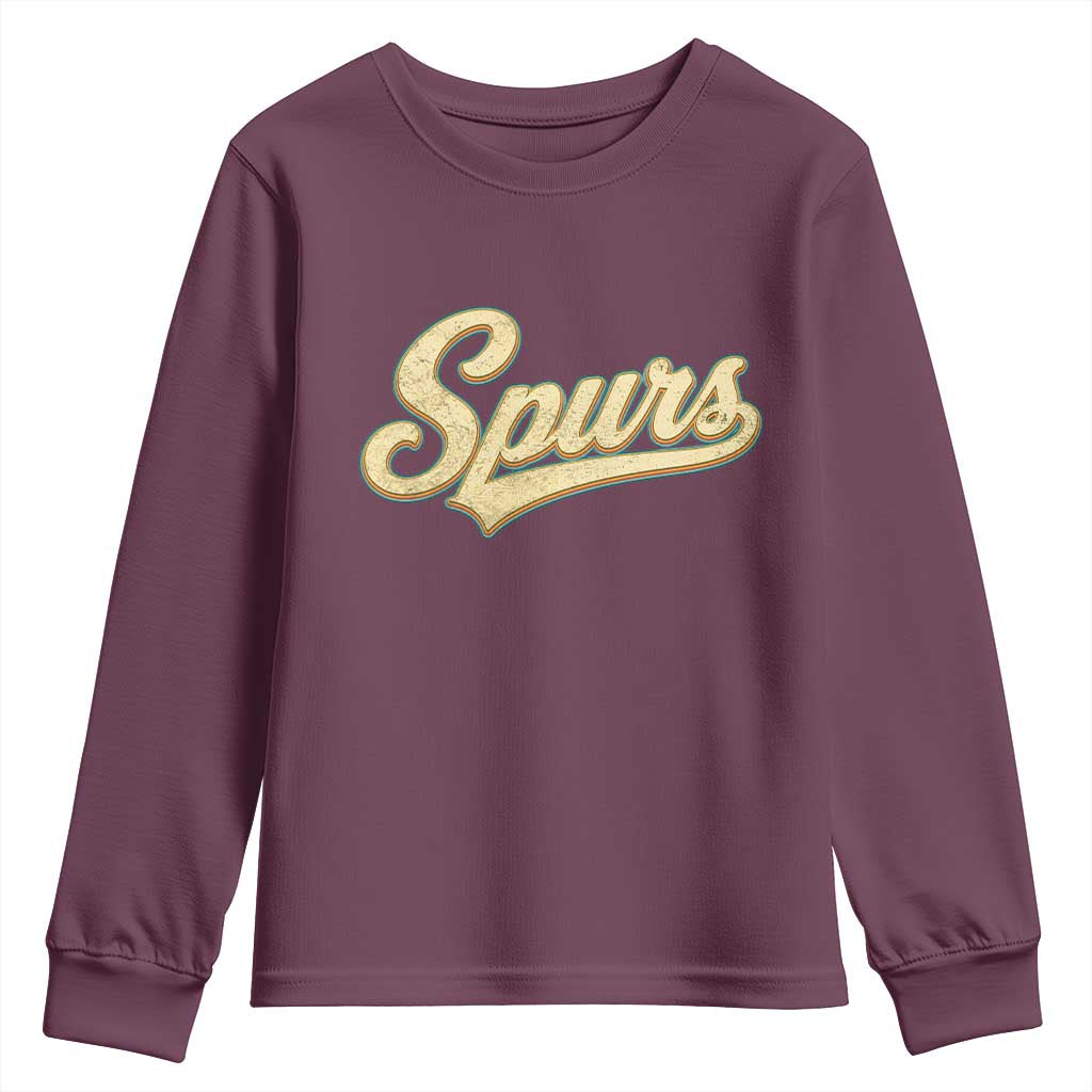 Vintage Spurs Name Script Youth Sweatshirt for Sports Fan TS02 Maroon Print Your Wear