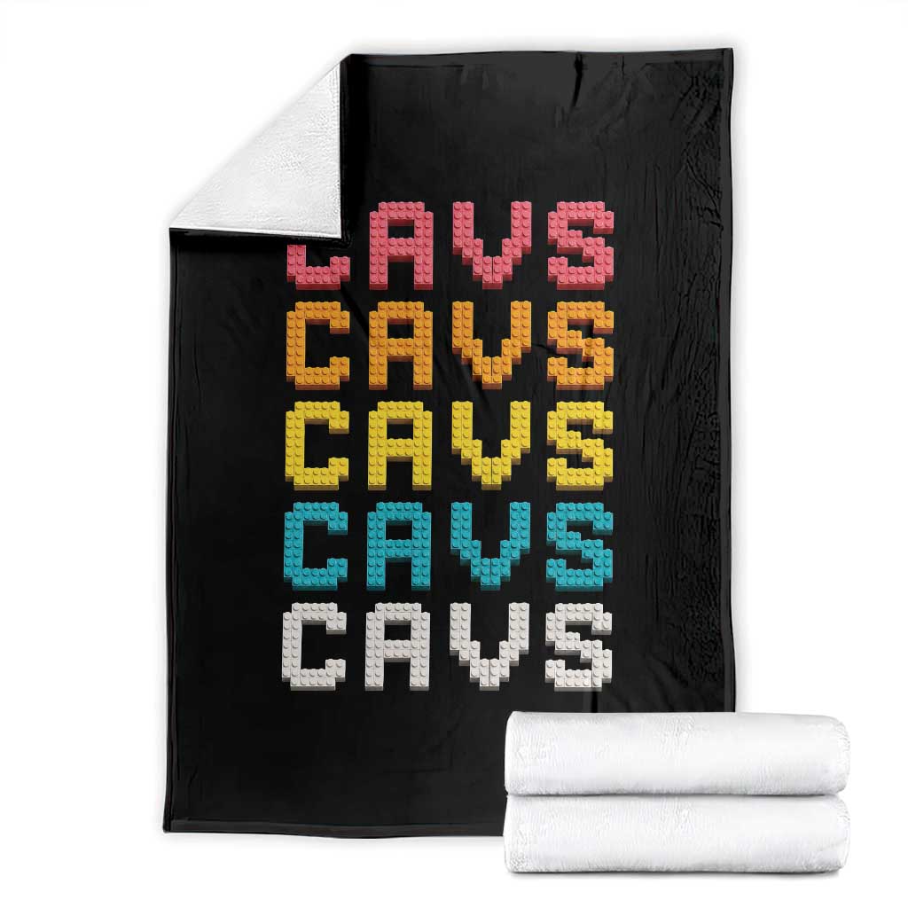 Retro Stacked Block Cavs Name Colorful Toy Brick Throw Blanket for Sports Fan TS02 Black Print Your Wear