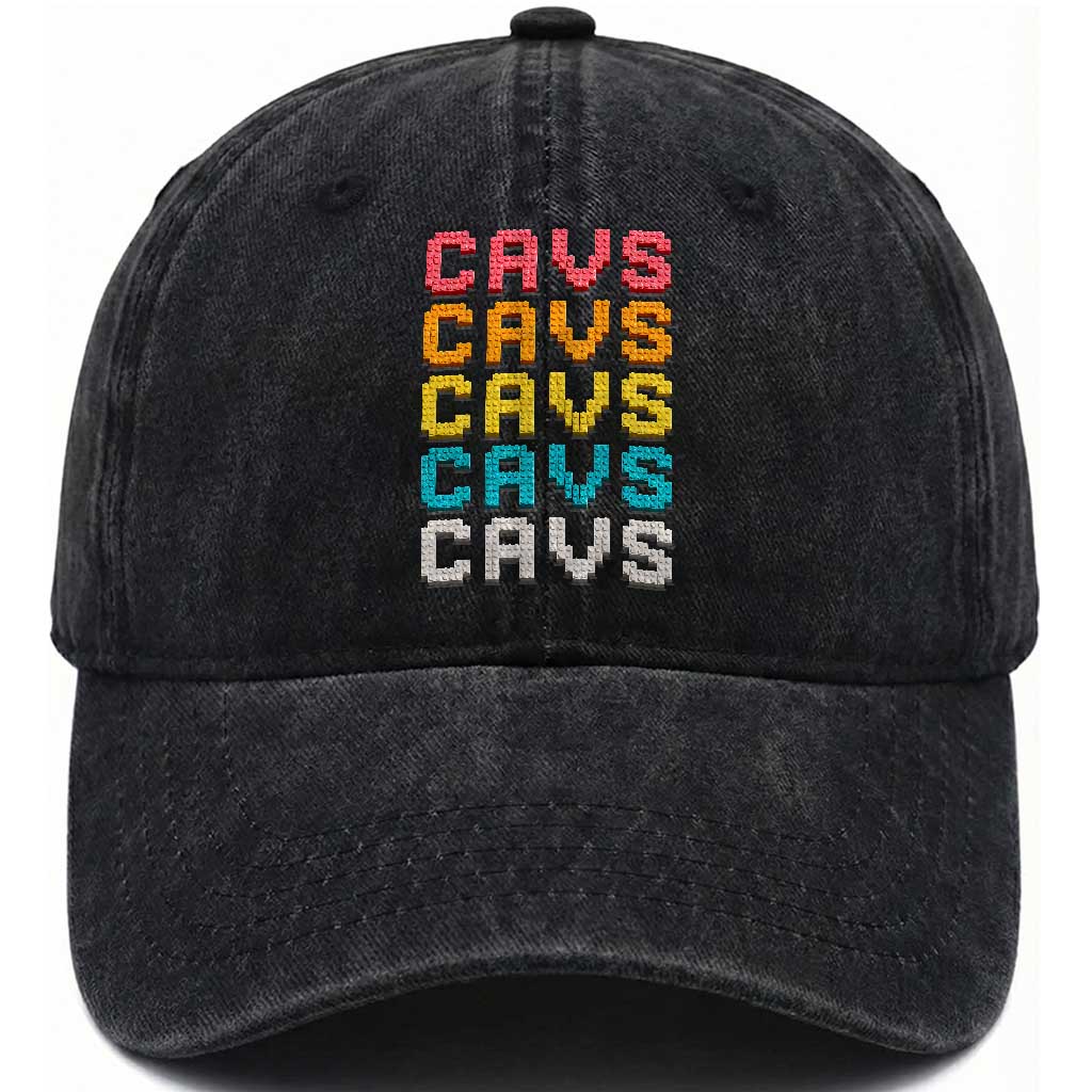 Retro Stacked Block Cavs Name Colorful Toy Brick Washed Cotton Baseball Cap for Sports Fan TS02 Print Your Wear
