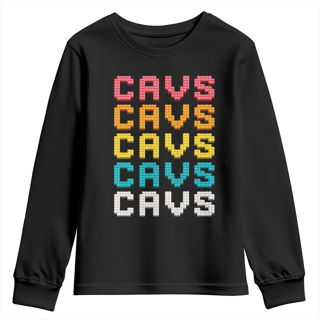 Retro Stacked Block Cavs Name Colorful Toy Brick Youth Sweatshirt for Sports Fan TS02 Black Print Your Wear