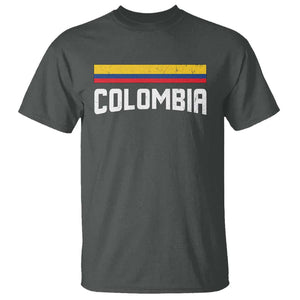 Colombia T Shirt COL Throwback Retro Vintage Colombian Flag TS02 Dark Heather Print Your Wear