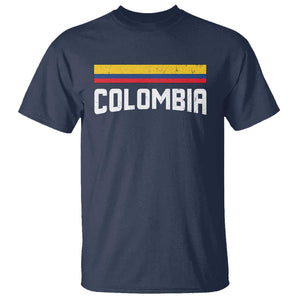 Colombia T Shirt COL Throwback Retro Vintage Colombian Flag TS02 Navy Print Your Wear