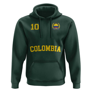 Colombia Football Hoodie Number Ten Colombian Flag Jersey Franela Ftbol Soccer TS02 Dark Forest Green Print Your Wear