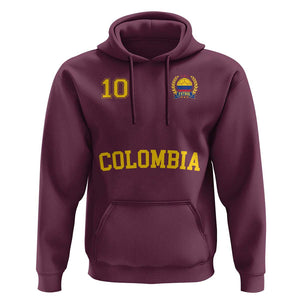 Colombia Football Hoodie Number Ten Colombian Flag Jersey Franela Ftbol Soccer TS02 Maroon Print Your Wear