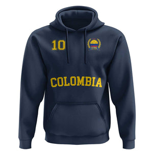 Colombia Football Hoodie Number Ten Colombian Flag Jersey Franela Ftbol Soccer TS02 Navy Print Your Wear