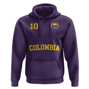 Colombia Football Hoodie Number Ten Colombian Flag Jersey Franela Ftbol Soccer TS02 Purple Print Your Wear