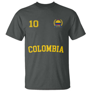 Colombia Football T Shirt Number Ten Colombian Flag Jersey Franela Ftbol Soccer TS02 Dark Heather Print Your Wear