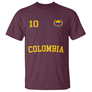 Colombia Football T Shirt Number Ten Colombian Flag Jersey Franela Ftbol Soccer TS02 Maroon Print Your Wear