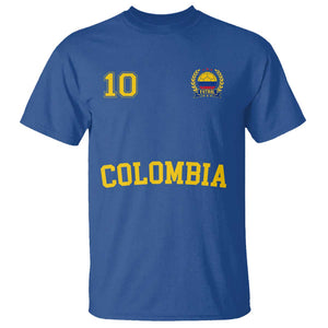 Colombia Football T Shirt Number Ten Colombian Flag Jersey Franela Ftbol Soccer TS02 Royal Blue Print Your Wear