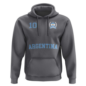 Argentina Football Hoodie Number Ten Argentine Flag Jersey Remera Ftbol Soccer TS02 Charcoal Print Your Wear