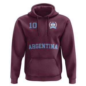 Argentina Football Hoodie Number Ten Argentine Flag Jersey Remera Ftbol Soccer TS02 Maroon Print Your Wear