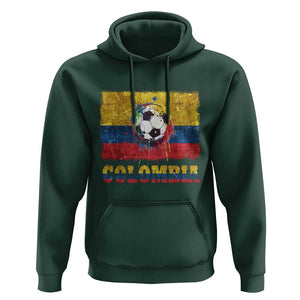 Colombia Football Hoodie Futbol Soccer Colombian Flag Retro Vintage TS02 Dark Forest Green Print Your Wear