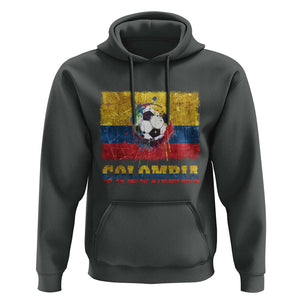 Colombia Football Hoodie Futbol Soccer Colombian Flag Retro Vintage TS02 Dark Heather Print Your Wear