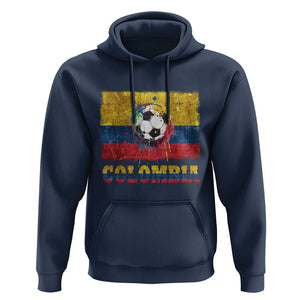 Colombia Football Hoodie Futbol Soccer Colombian Flag Retro Vintage TS02 Navy Print Your Wear