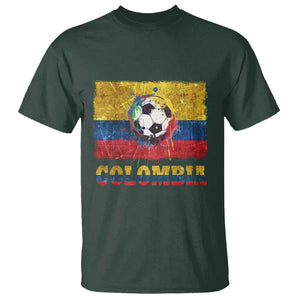 Colombia Football T Shirt Futbol Soccer Colombian Flag Retro Vintage TS02 Dark Forest Green Print Your Wear