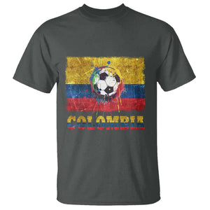 Colombia Football T Shirt Futbol Soccer Colombian Flag Retro Vintage TS02 Dark Heather Print Your Wear