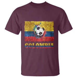 Colombia Football T Shirt Futbol Soccer Colombian Flag Retro Vintage TS02 Maroon Print Your Wear