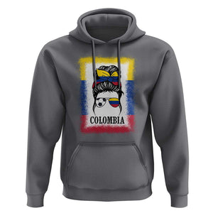 Colombia Football Hoodie Colombian Messy Bun Futbol Lover Bleached TS02 Charcoal Print Your Wear