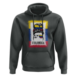 Colombia Football Hoodie Colombian Messy Bun Futbol Lover Bleached TS02 Dark Heather Print Your Wear