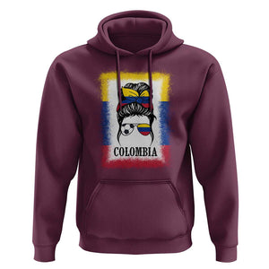 Colombia Football Hoodie Colombian Messy Bun Futbol Lover Bleached TS02 Maroon Print Your Wear