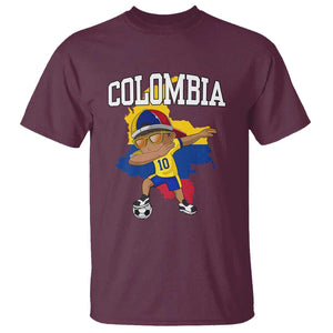 Colombia Football T Shirt Colombian Dabbing Futbol Boy TS02 Maroon Print Your Wear