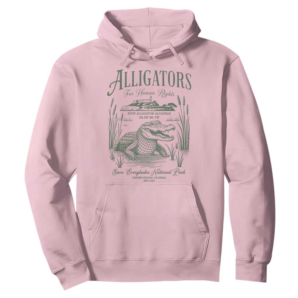 Alligators for Human Rights Hoodie Save Everglades Alcatraz TS02 Light Pink Print Your Wear