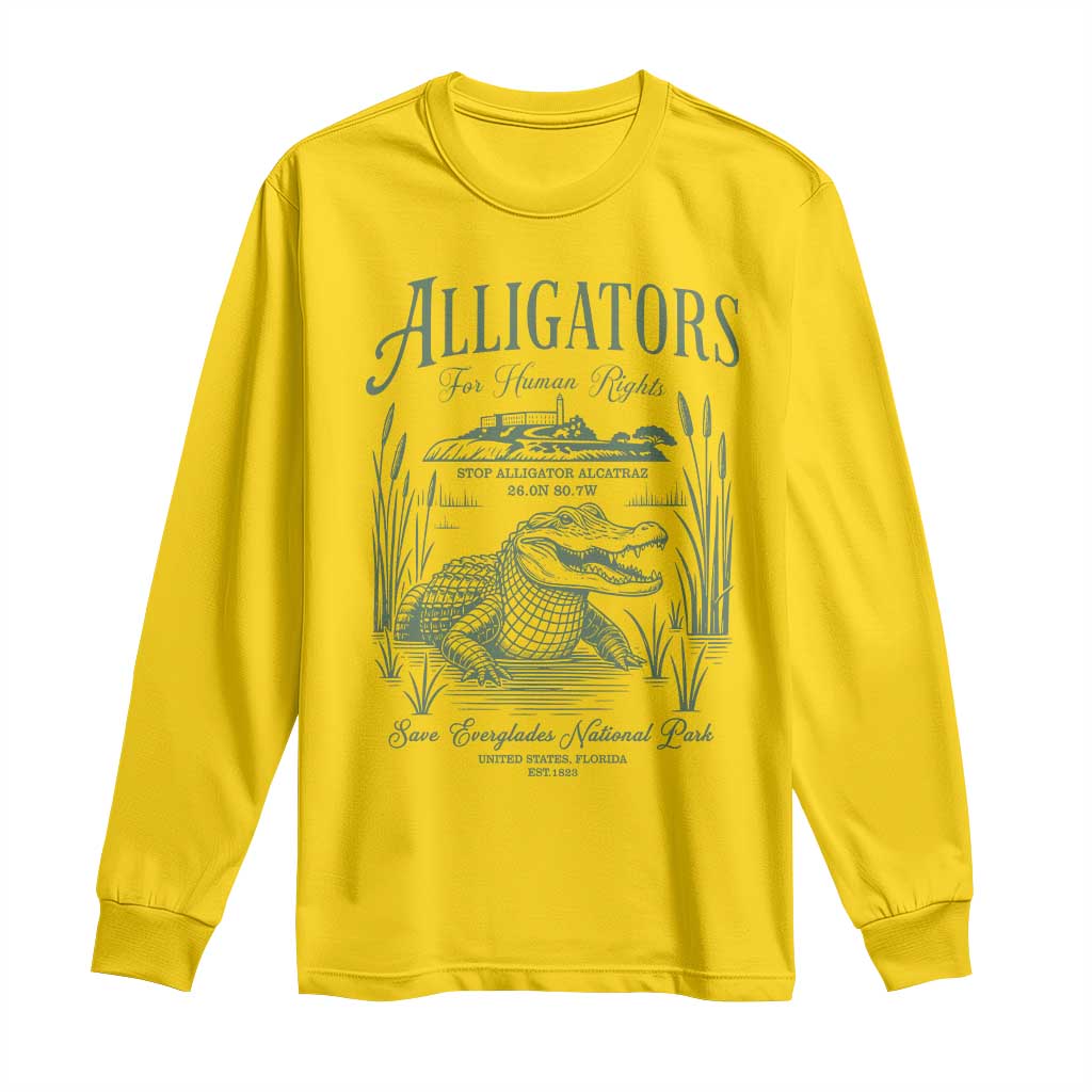 Alligators for Human Rights Long Sleeve Shirt Save Everglades Alcatraz TS02 Daisy Print Your Wear
