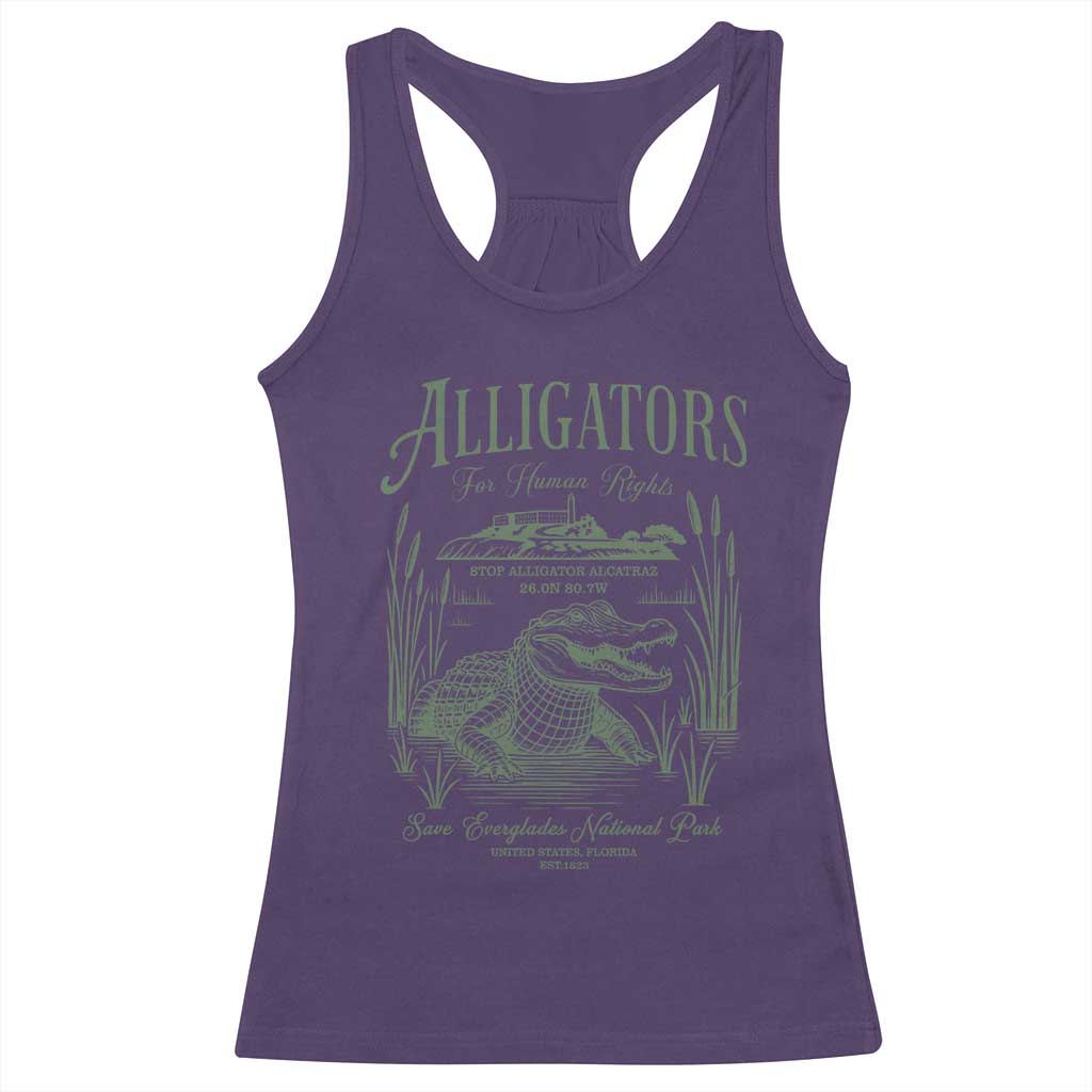 Alligators for Human Rights Racerback Tank Top Save Everglades Alcatraz TS02 Purple Print Your Wear