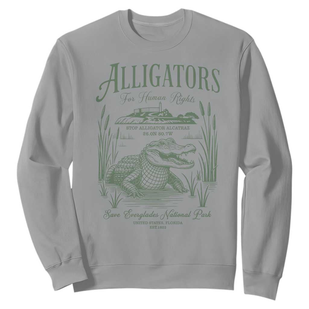 Alligators for Human Rights Sweatshirt Save Everglades Alcatraz TS02 Sport Gray Print Your Wear