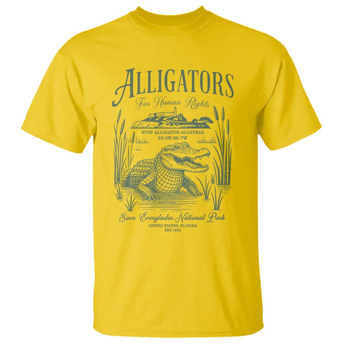 Alligators for Human Rights T Shirt Save Everglades Alcatraz TS02 Daisy Print Your Wear