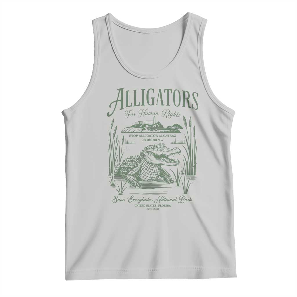 Alligators for Human Rights Tank Top Save Everglades Alcatraz TS02 Ash Print Your Wear