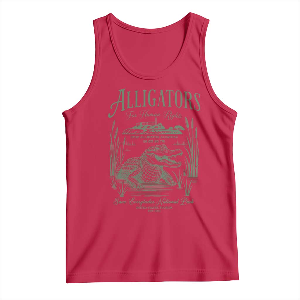 Alligators for Human Rights Tank Top Save Everglades Alcatraz TS02 Red Print Your Wear