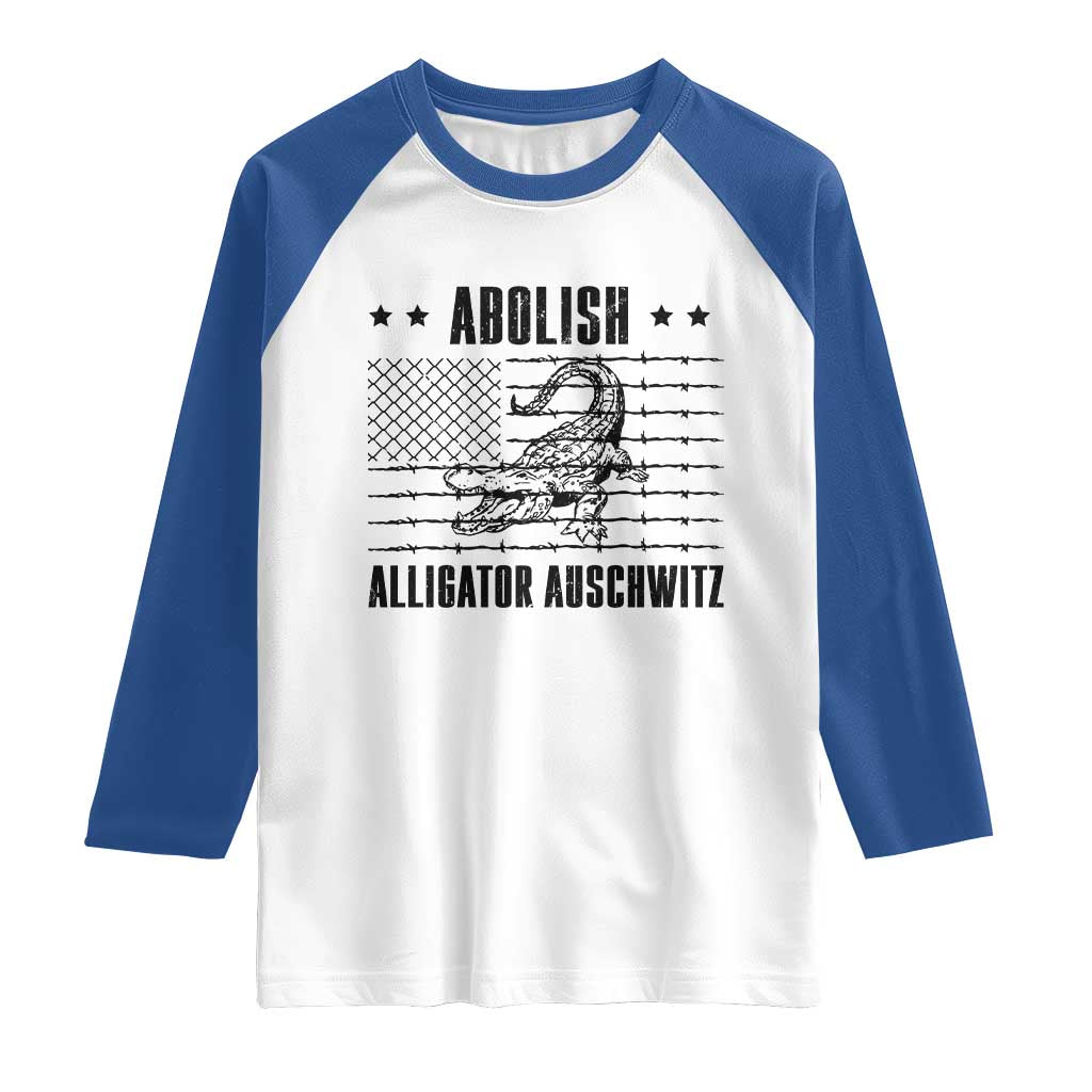 Abolish Alligator Prison Raglan Shirt Stop Alcatraz Sace Everglades TS02 White Royal Print Your Wear