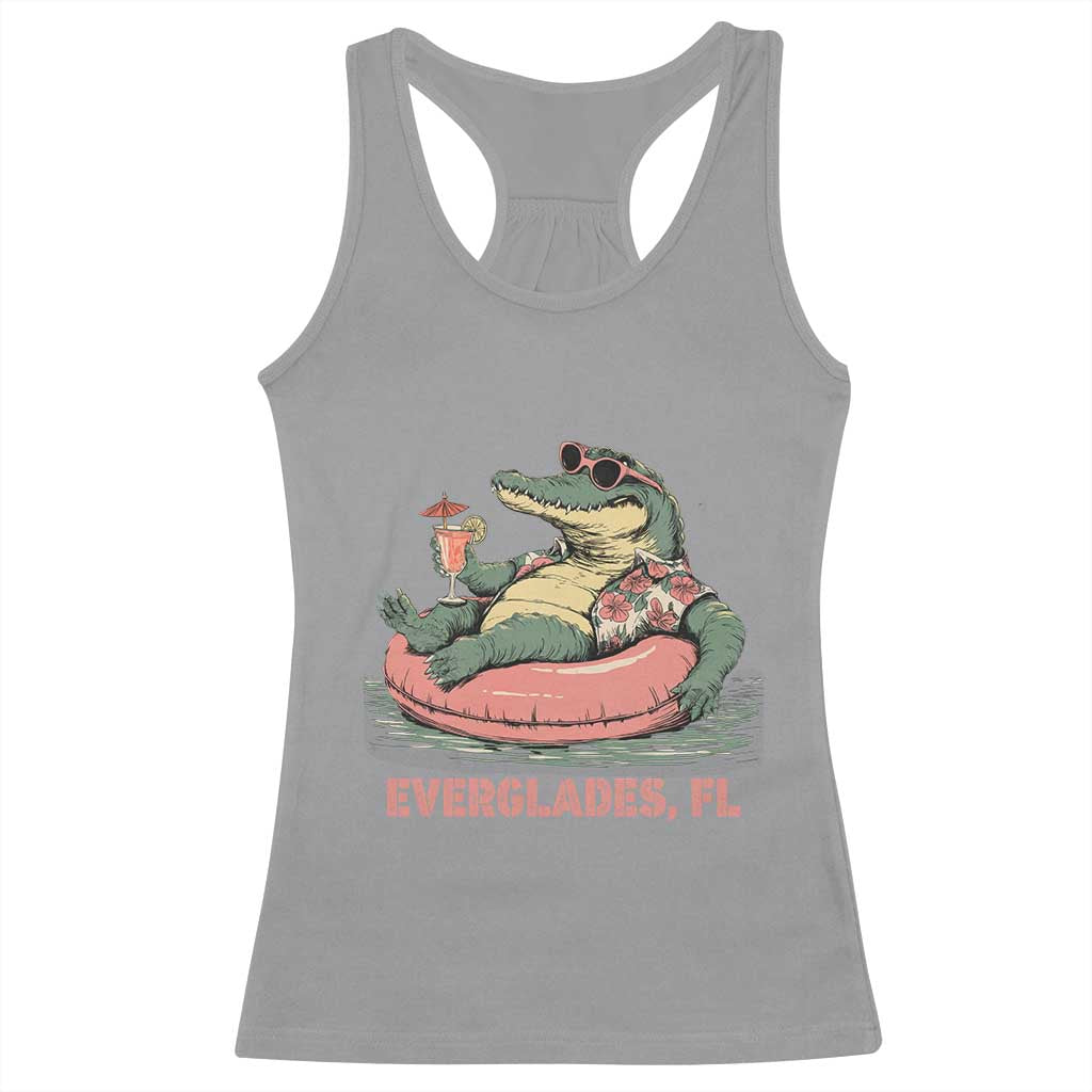 Funny Tropical Alligator Racerback Tank Top Everglades Florida FL Summer Vibe TS02 Sport Gray Print Your Wear