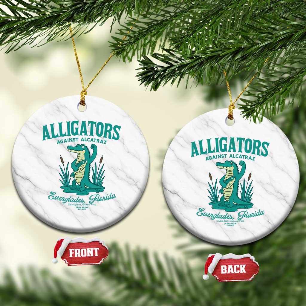 Alligators Against Alcatraz Ceramic Ornament Everglades Florida for Human Rights TS02 1pc White Marble Print Your Wear
