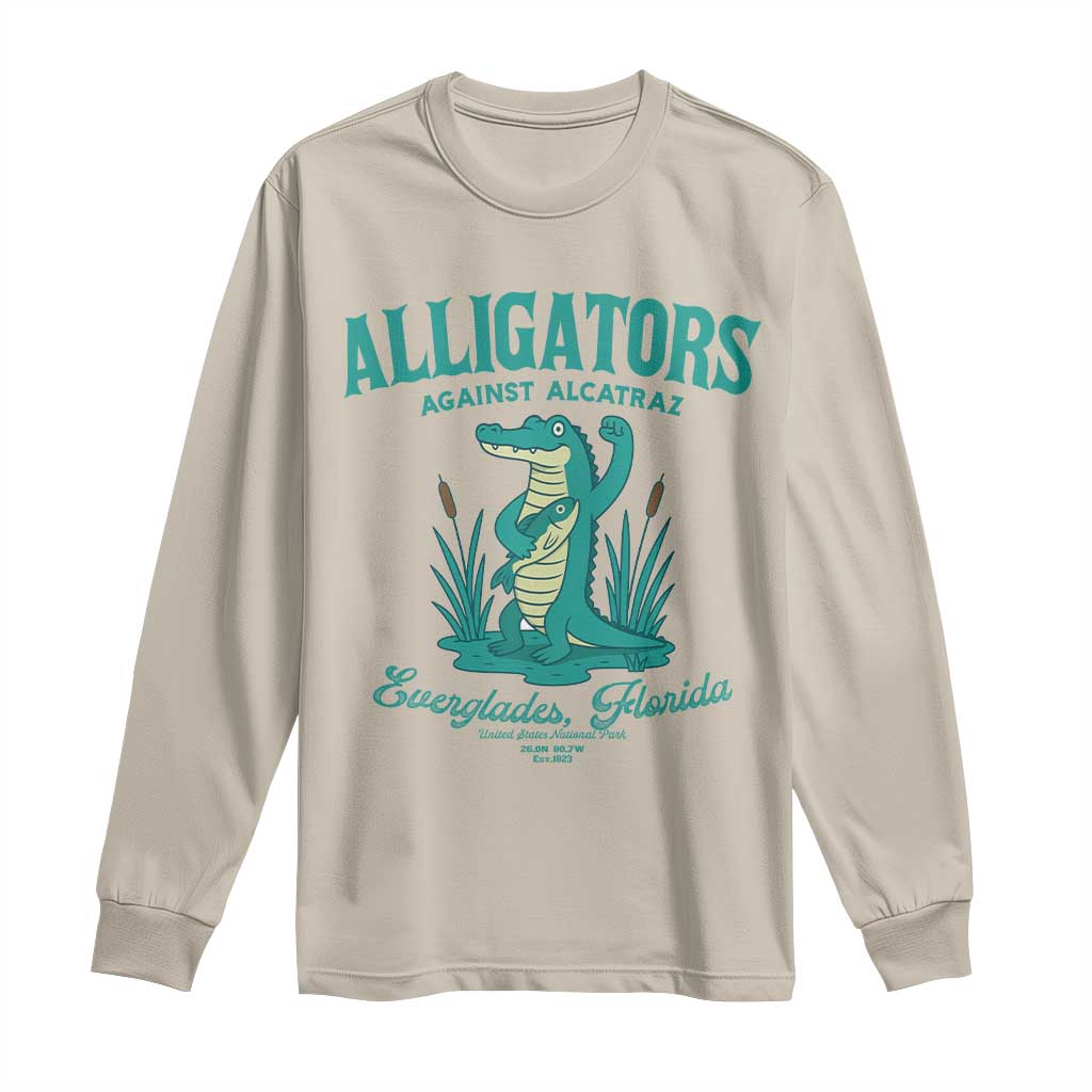 Alligators Against Alcatraz Long Sleeve Shirt Everglades Florida for Human Rights TS02 Sand Print Your Wear