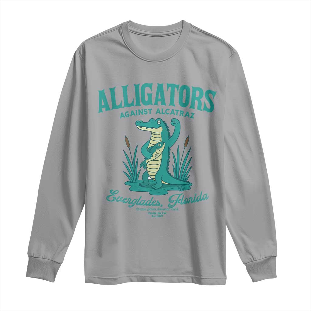 Alligators Against Alcatraz Long Sleeve Shirt Everglades Florida for Human Rights TS02 Sport Gray Print Your Wear