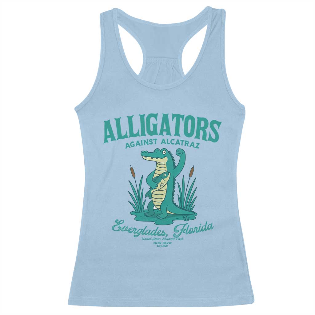 Alligators Against Alcatraz Racerback Tank Top Everglades Florida for Human Rights TS02 Light Blue Print Your Wear