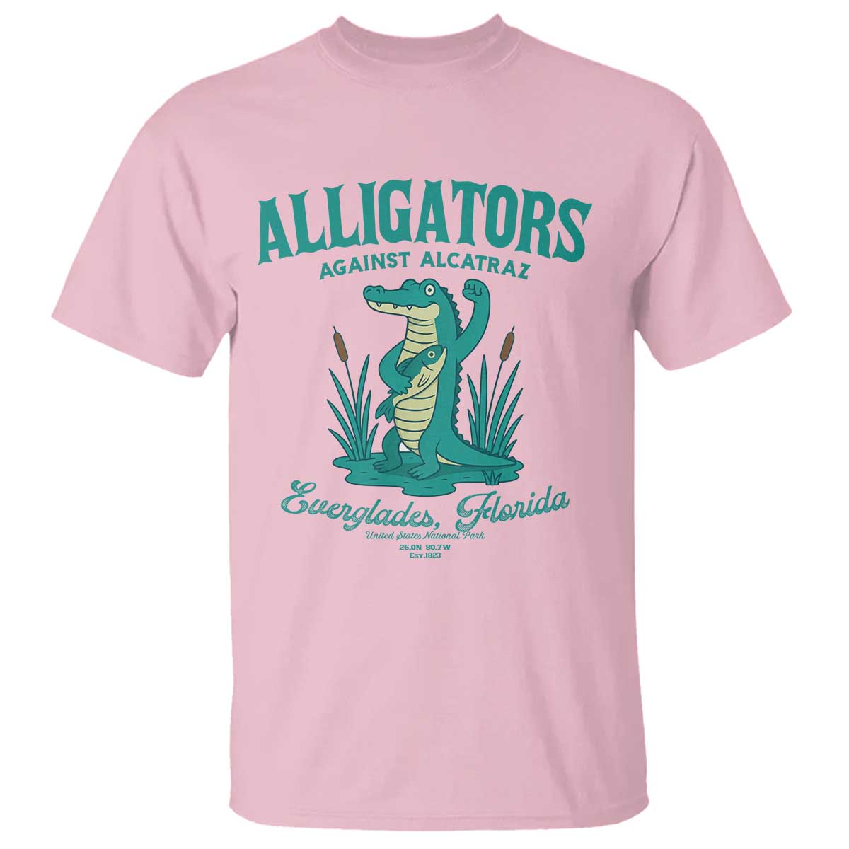 Alligators Against Alcatraz T Shirt Everglades Florida for Human Rights TS02 Light Pink Print Your Wear