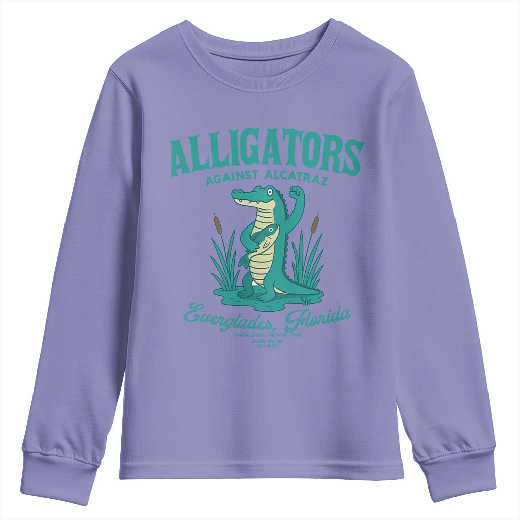 Alligators Against Alcatraz Youth Sweatshirt Everglades Florida for Human Rights TS02 Violet Print Your Wear