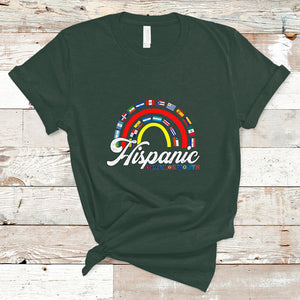 Hispanic Countries Flags Rainbow Hispanic Heritage Month T Shirt TS02 Dark Forest Green Printyourwear