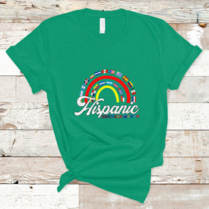 Hispanic Countries Flags Rainbow Hispanic Heritage Month T Shirt TS02 Irish Green Printyourwear