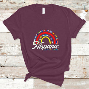 Hispanic Countries Flags Rainbow Hispanic Heritage Month T Shirt TS02 Maroon Printyourwear