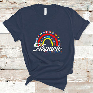 Hispanic Countries Flags Rainbow Hispanic Heritage Month T Shirt TS02 Navy Printyourwear