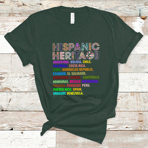 Hispanic Countries Proud To Be Hispanic Heritage Month T Shirt TS02 Dark Forest Green Printyourwear