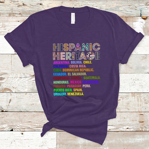 Hispanic Countries Proud To Be Hispanic Heritage Month T Shirt TS02 Purple Printyourwear