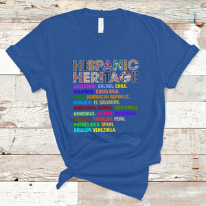 Hispanic Countries Proud To Be Hispanic Heritage Month T Shirt TS02 Royal Blue Printyourwear