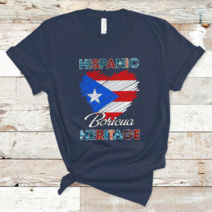 Puerto Rican Hispanic Heritage Boricua Puerto Rico Flag T Shirt TS02 Navy Printyourwear