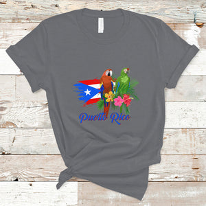 Puerto Rico Flag Native Parrots Hibicus Puerto Rican Boricua T Shirt TS02 Charcoal Printyourwear